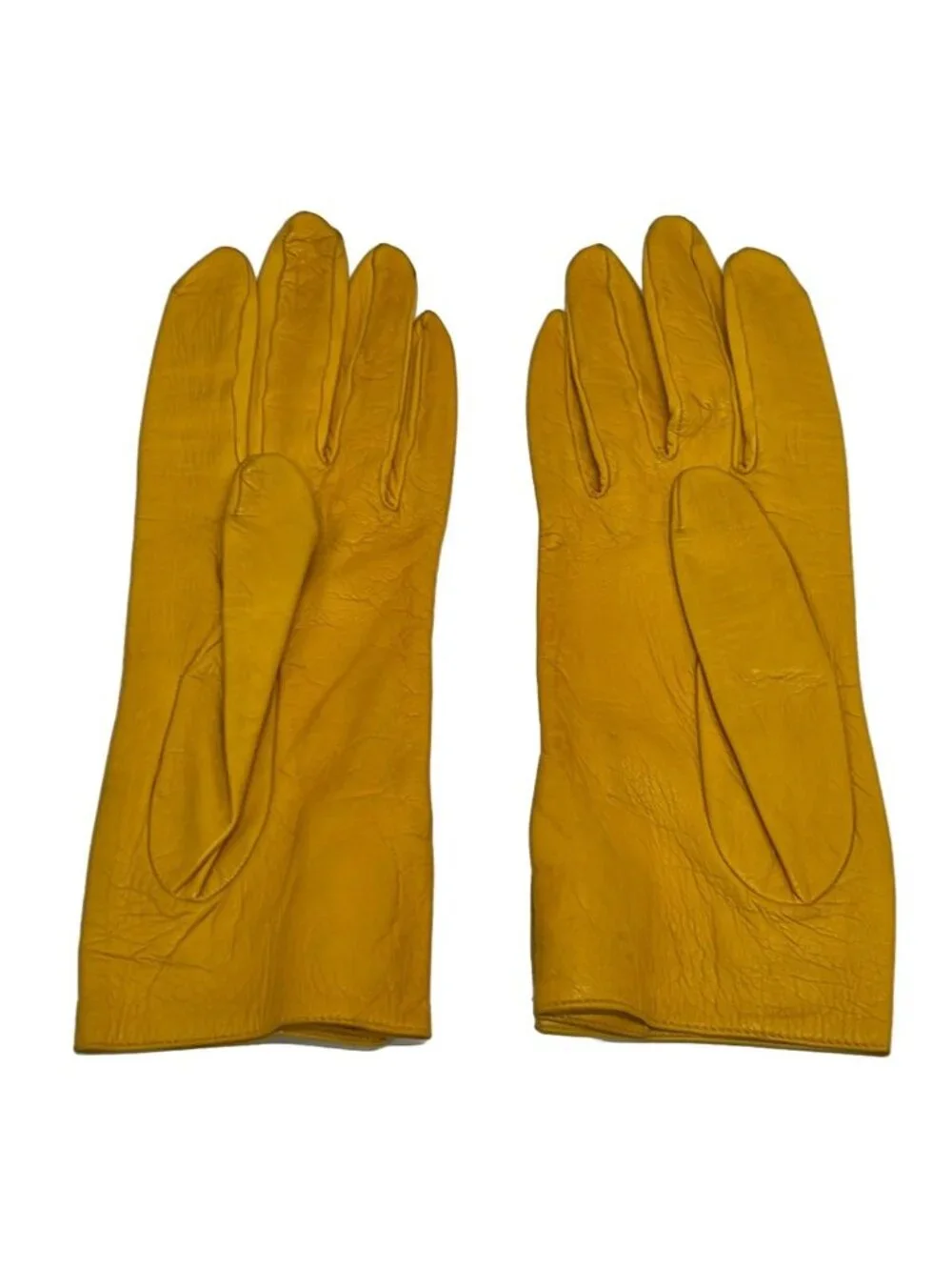 Chanel Gloves 7.5 Yellow CC Logo Turnlock Leather